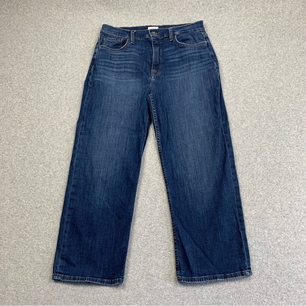 Hudson Jeans Women's 30 Noa High Rise Straight Cropped Cotton Blend Stretch Blue